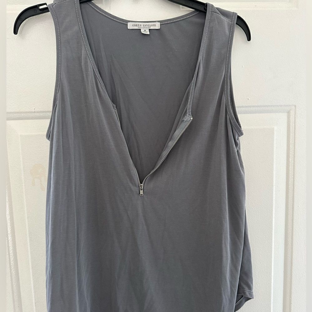 Green Zip tank blouse